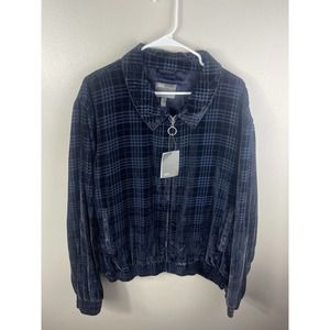 ASOS Mens Velvet Plaid Collared Zip Up Jacket Size 4XL NWT